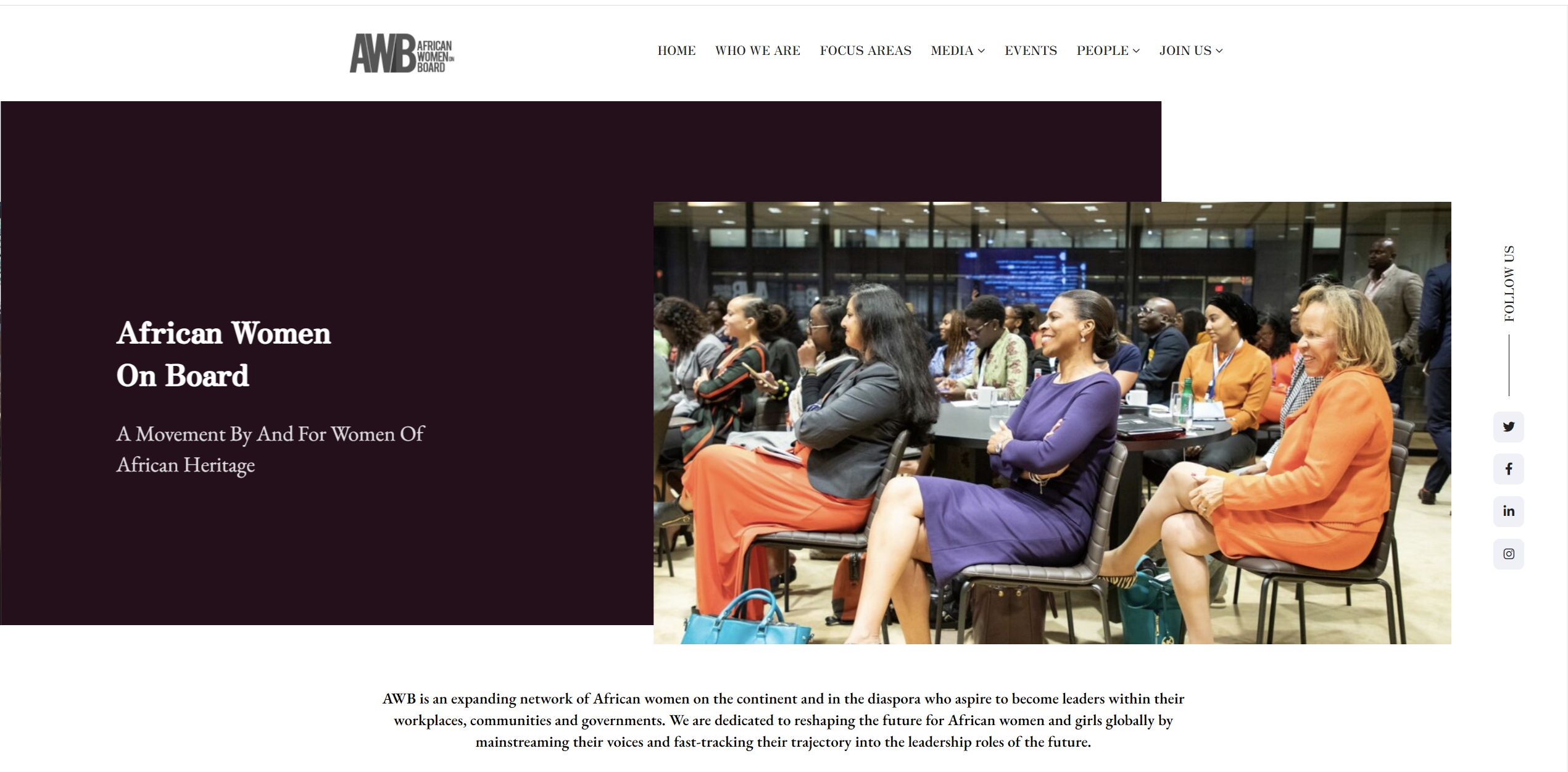 Website design and digital strategy for the African Women On Board NGO